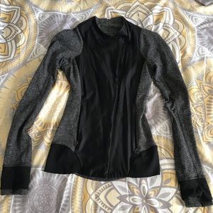 lululemon athletica Black and Gray Herringbone Athletic Jacket